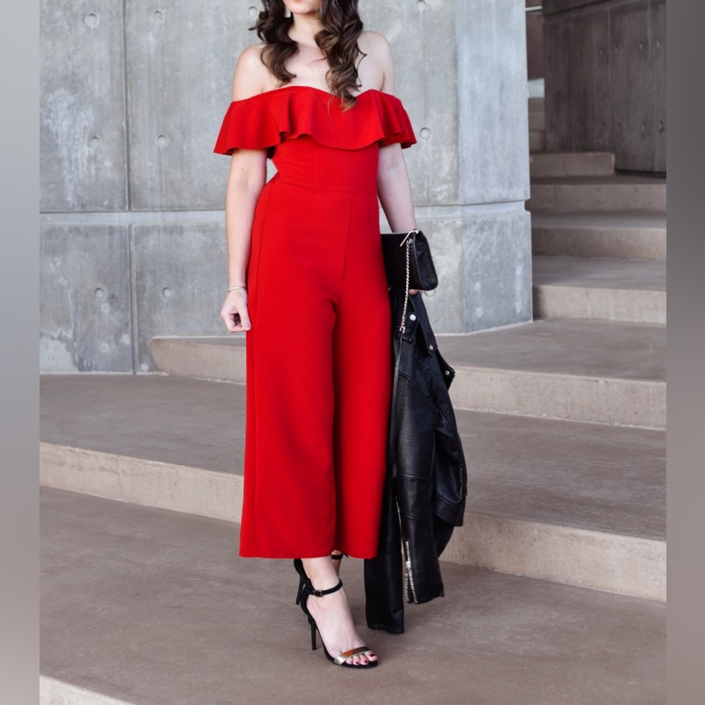 H&M red, cropped, corset top jumpsuit NWT